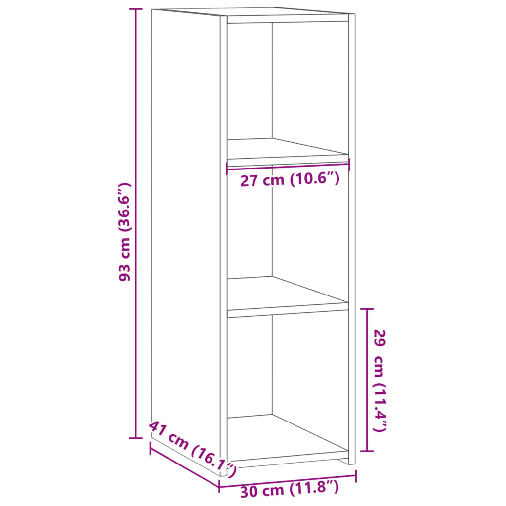 Dressoir 30x41x93 cm bewerkt hout zwart