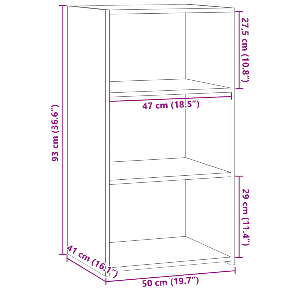 Dressoir 50x41x93 cm bewerkt hout zwart