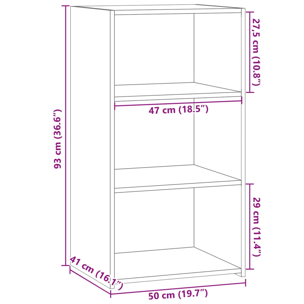 Dressoir 50x41x93 cm bewerkt hout gerookt eikenkleurig