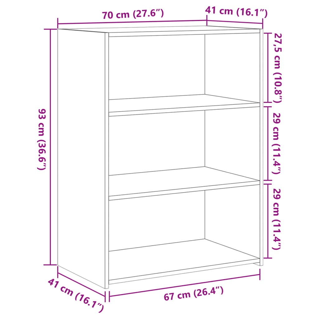 Dressoir 70x41x93 cm bewerkt hout betongrijs