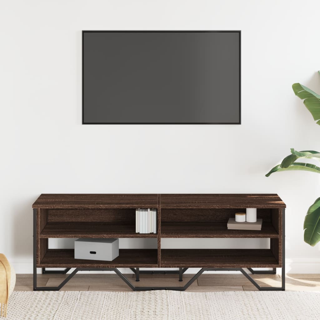 Tv-meubel 122x34x41 cm bewerkt hout bruin eikenkleurig