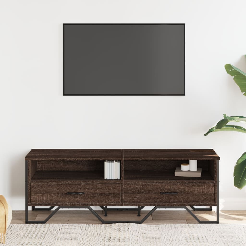 Tv-meubel 122x34x41 cm bewerkt hout bruin eikenkleurig