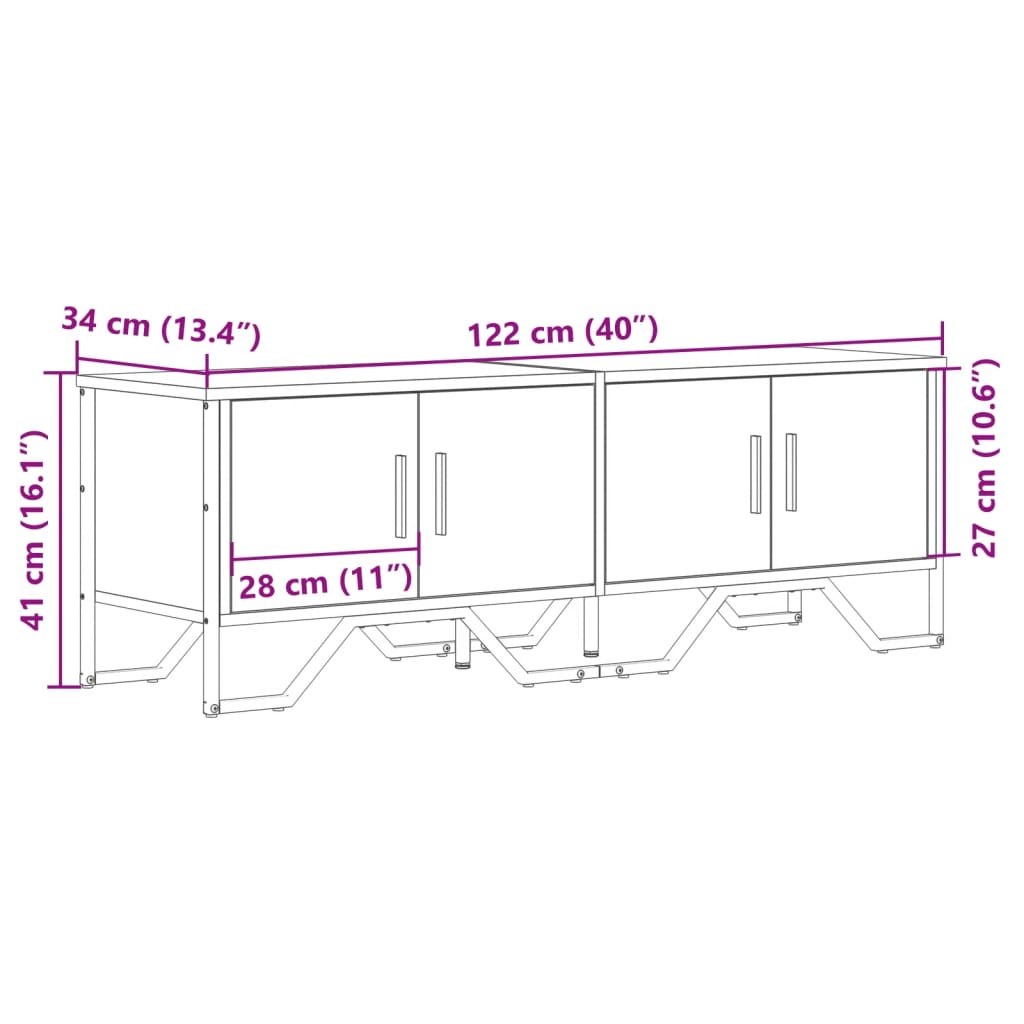 Tv-meubel 122x34x41 cm bewerkt hout zwart