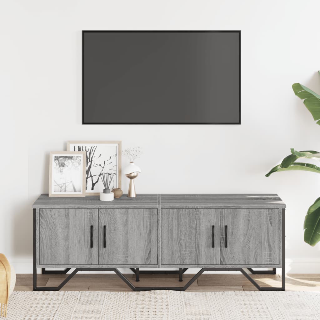 Tv-meubel 122x34x41 cm bewerkt hout grijs sonoma eikenkleurig