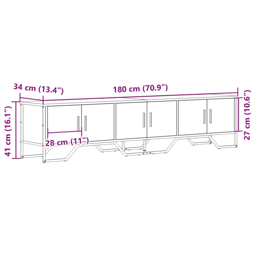 Tv-meubel 180x34x41 cm bewerkt hout sonoma eikenkleurig