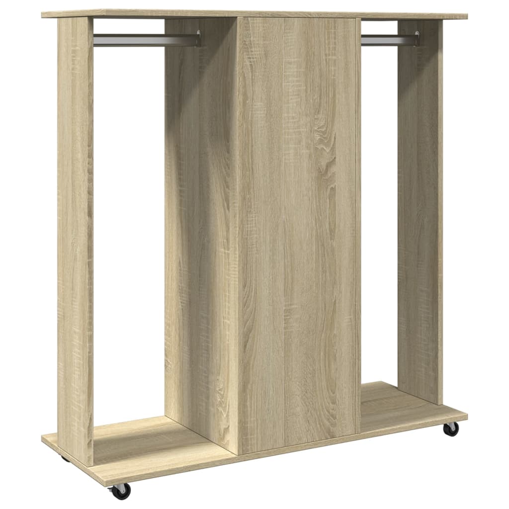 Kledingkast met wielen 102x38x110 cm bewerkt hout sonoma eiken