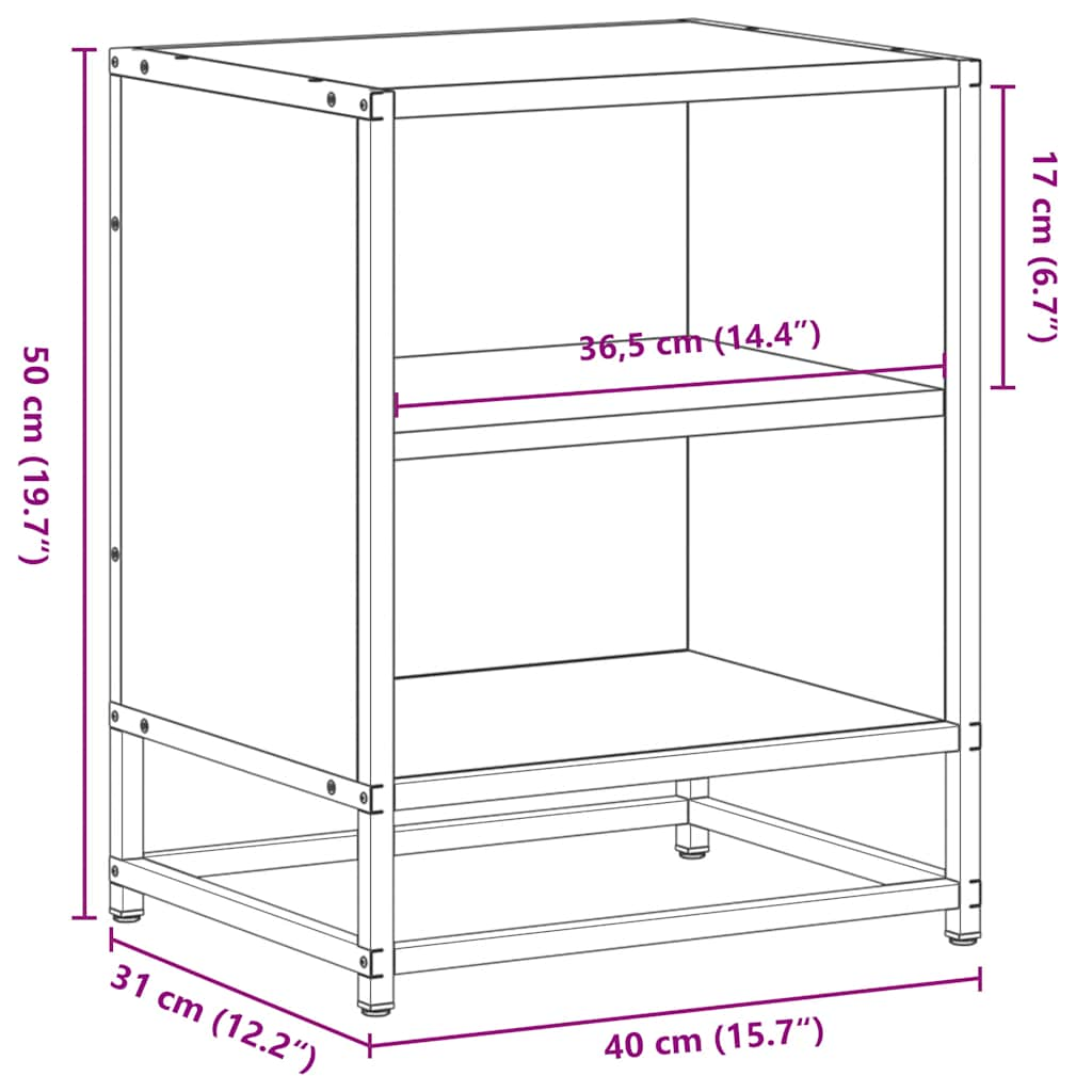 Nachtkastjes 2st 40x31x50cm bewerkt hout en metaal sonoma eiken