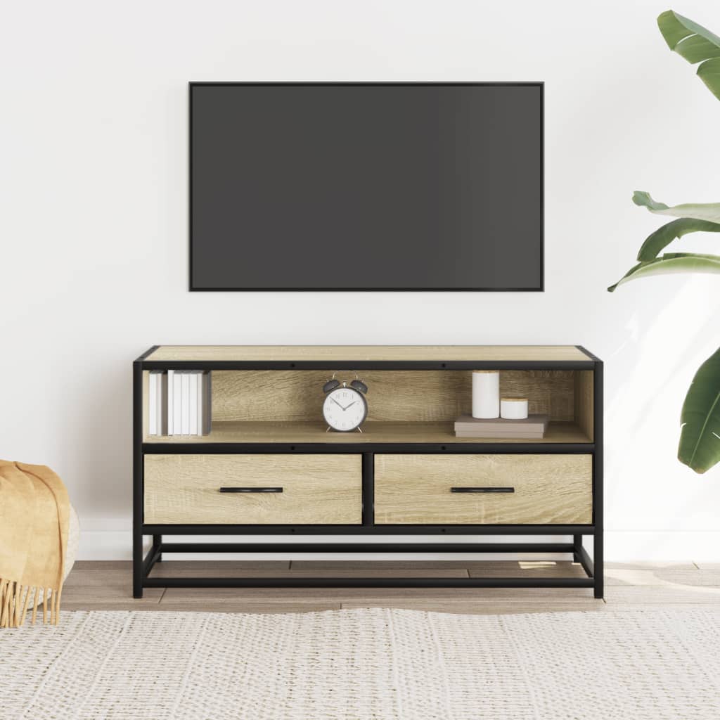 Tv-meubel 80x34,5x40 cm bewerkt hout metaal sonoma eikenkleurig