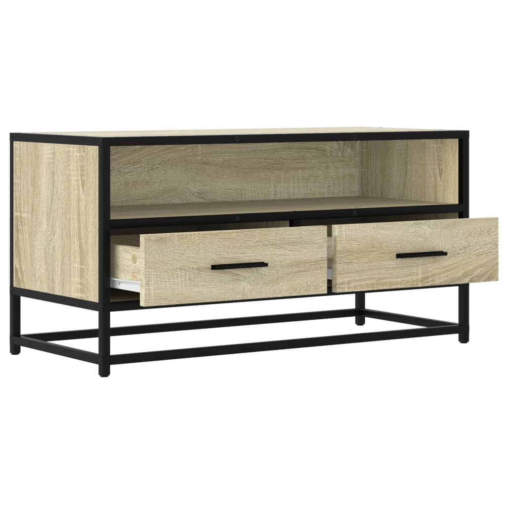 Tv-meubel 80x34,5x40 cm bewerkt hout metaal sonoma eikenkleurig