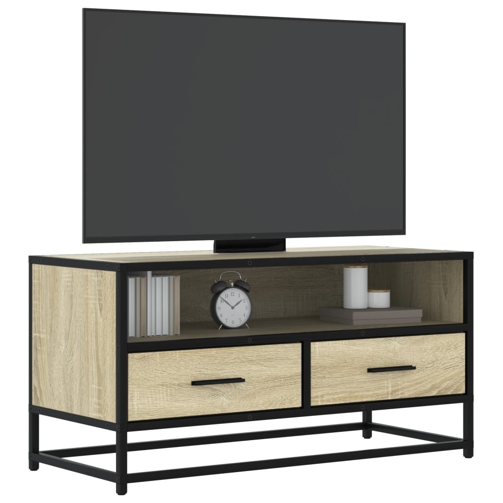 Tv-meubel 80x34,5x40 cm bewerkt hout metaal sonoma eikenkleurig