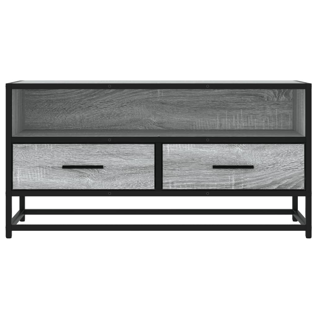 Tv-meubel 80x34,5x40 cm bewerkt hout metaal grijs sonoma eiken