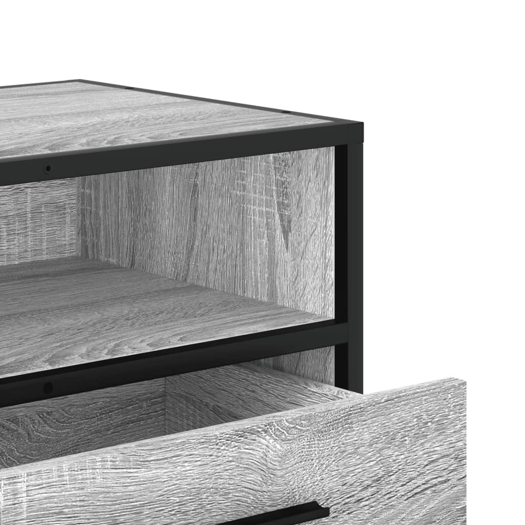 Tv-meubel 80x34,5x40 cm bewerkt hout metaal grijs sonoma eiken