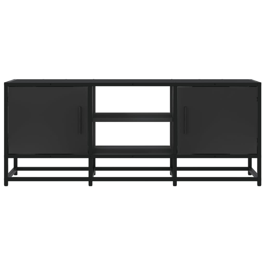 Tv-meubel 100x35x41 cm bewerkt hout en metaal zwart