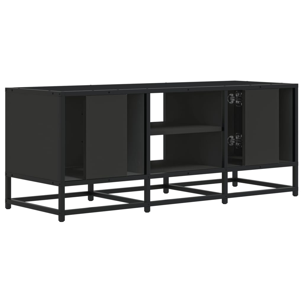 Tv-meubel 100x35x41 cm bewerkt hout en metaal zwart