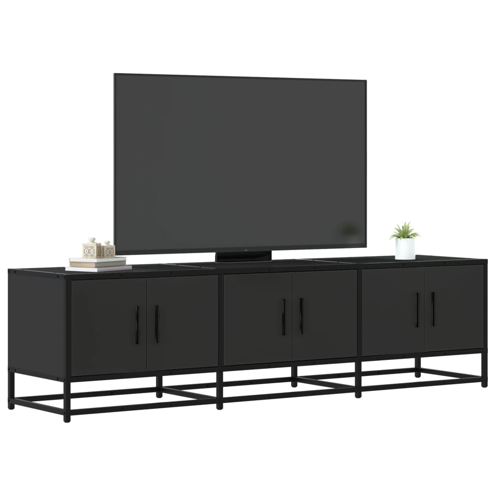 Tv-meubel 150x35x41 cm bewerkt hout en metaal zwart