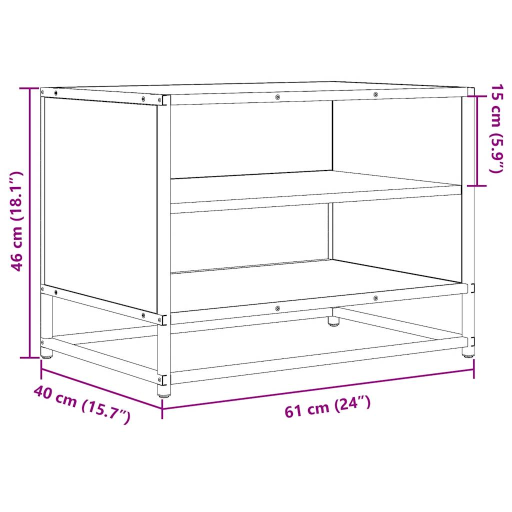 Tv-meubel 61x40x46 cm bewerkt hout en metaal zwart