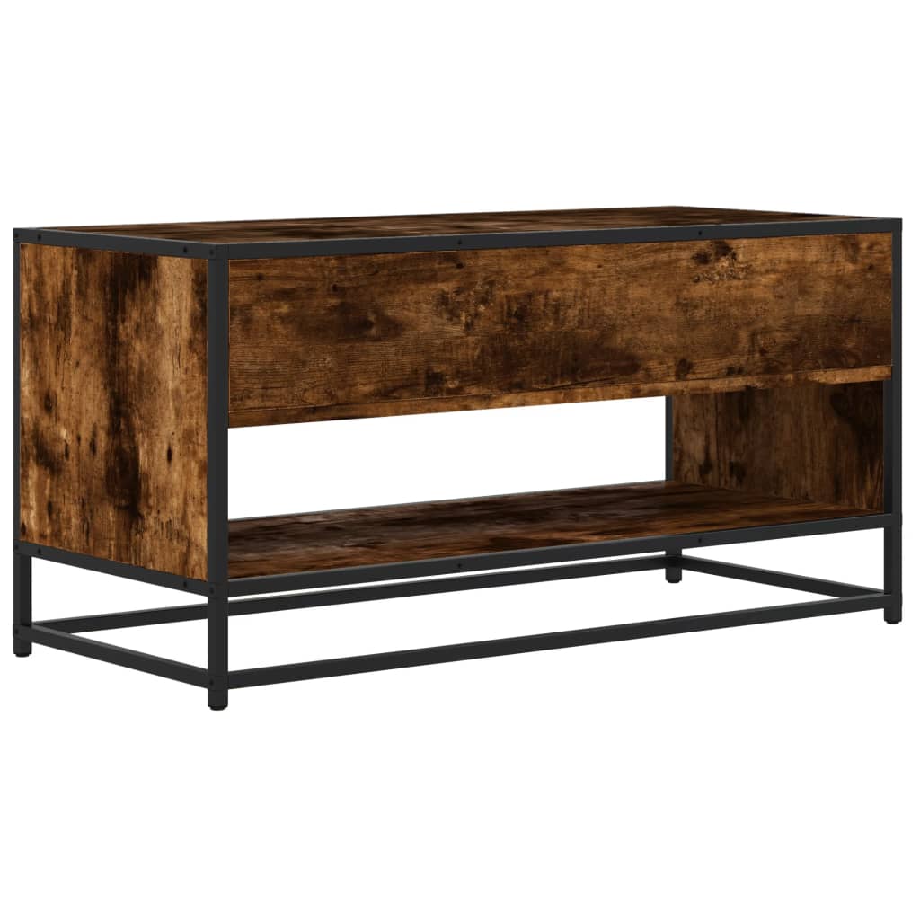 Tv-meubel 91x40x46 cm bewerkt hout metaal gerookt eikenkleurig