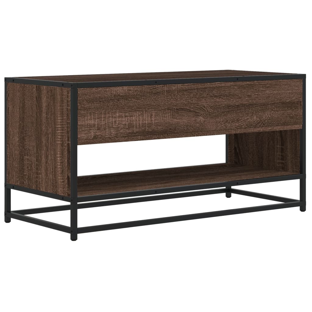 Tv-meubel 91x40x46 cm bewerkt hout metaal bruin eikenkleur