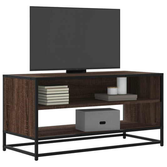 Tv-meubel 91x40x46 cm bewerkt hout metaal bruin eikenkleur