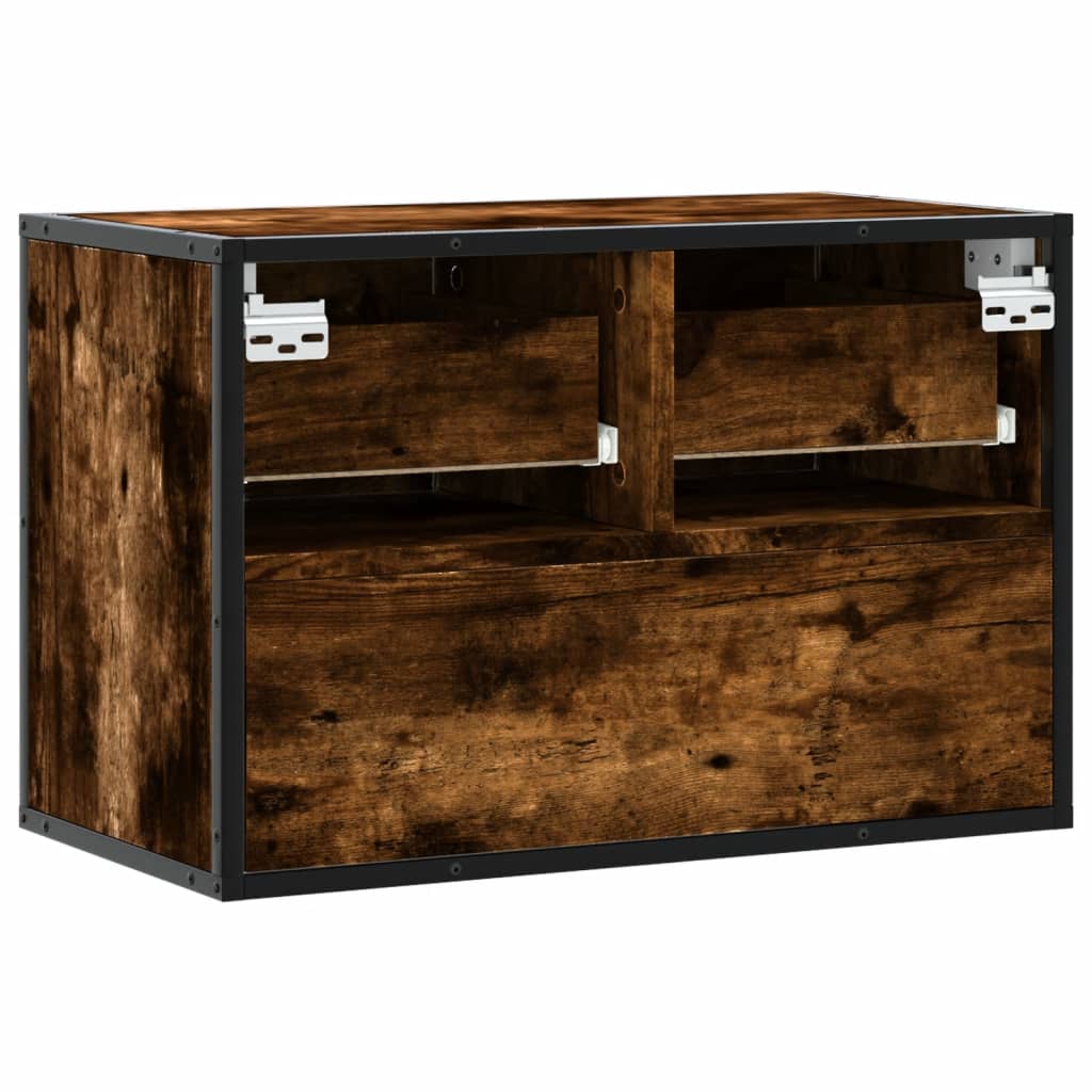 Tv-meubel 60x31x39,5 cm bewerkt hout metaal gerookt eikenkleur