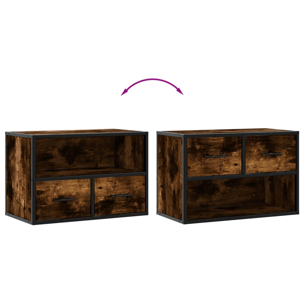 Tv-meubel 60x31x39,5 cm bewerkt hout metaal gerookt eikenkleur