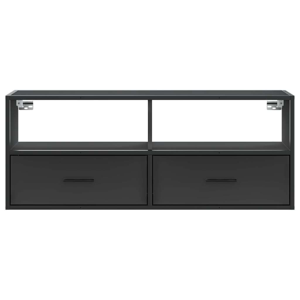 Tv-meubel 100x31x39,5 cm bewerkt hout en metaal zwart