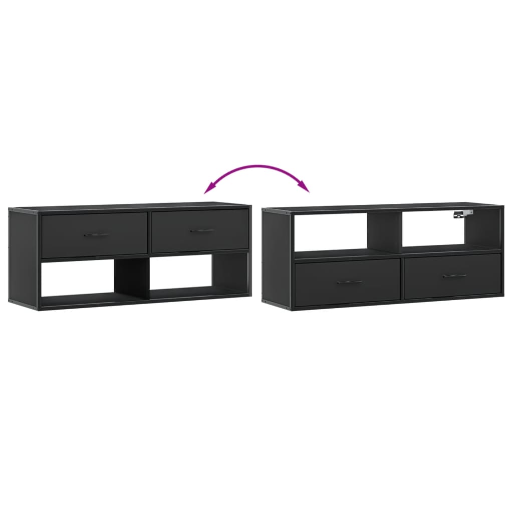 Tv-meubel 100x31x39,5 cm bewerkt hout en metaal zwart