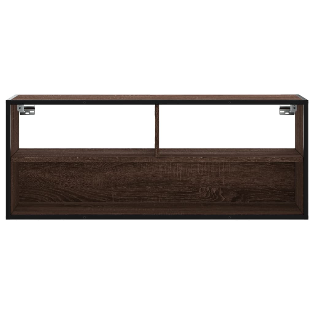 Tv-meubel 100x31x39,5 cm bewerkt hout metaal bruin eikenkleurig