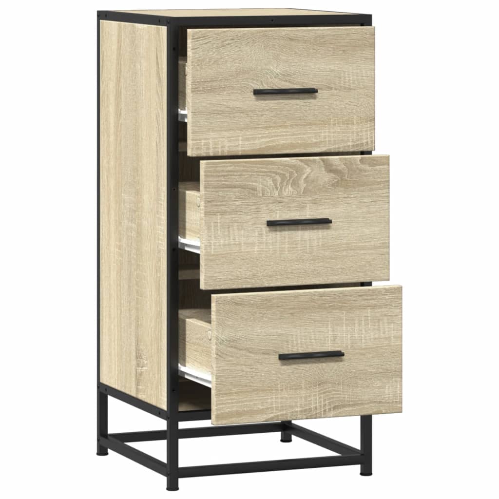 Dressoir 35,5x35x76 cm bewerkt hout en metaal sonoma eikenkleur