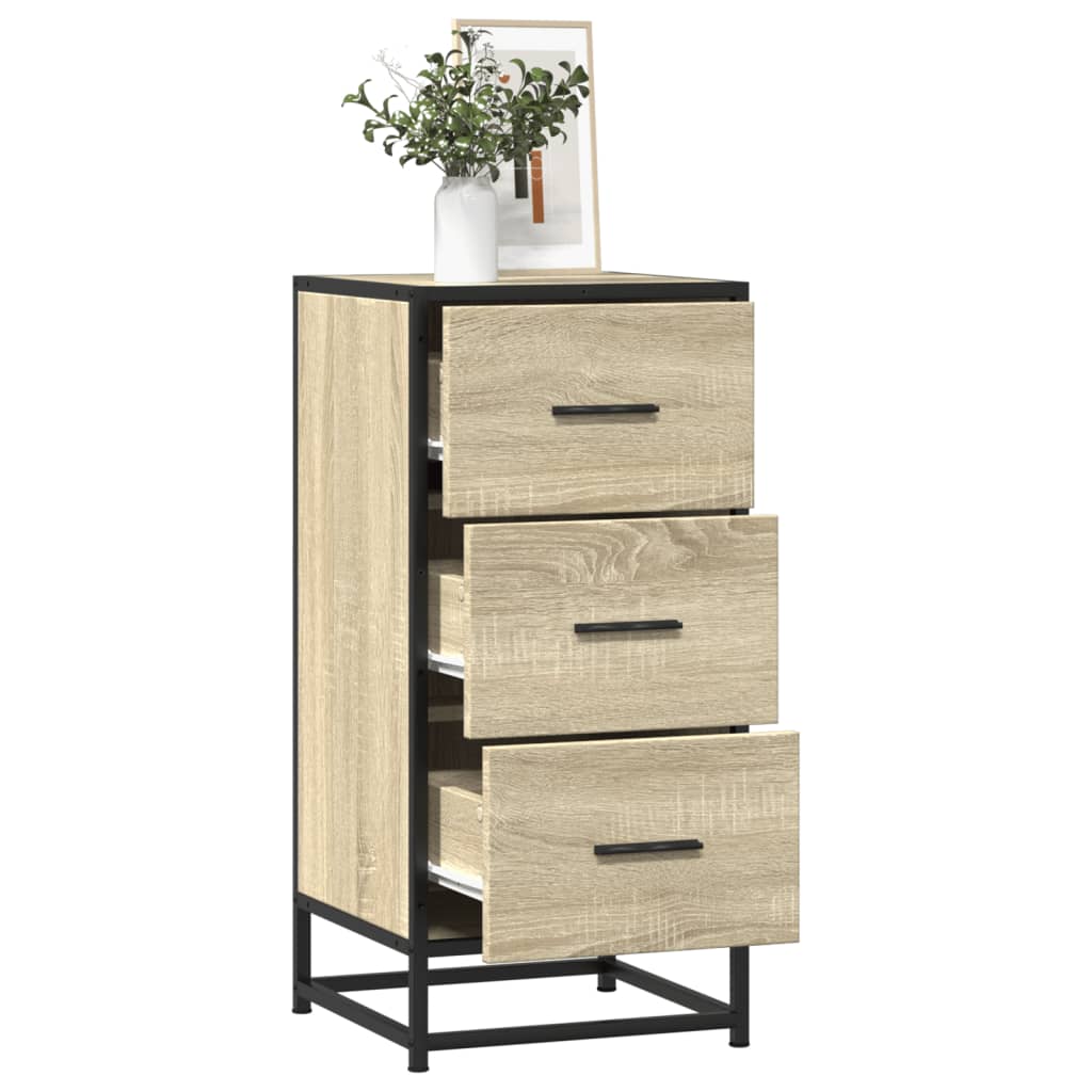 Dressoir 35,5x35x76 cm bewerkt hout en metaal sonoma eikenkleur