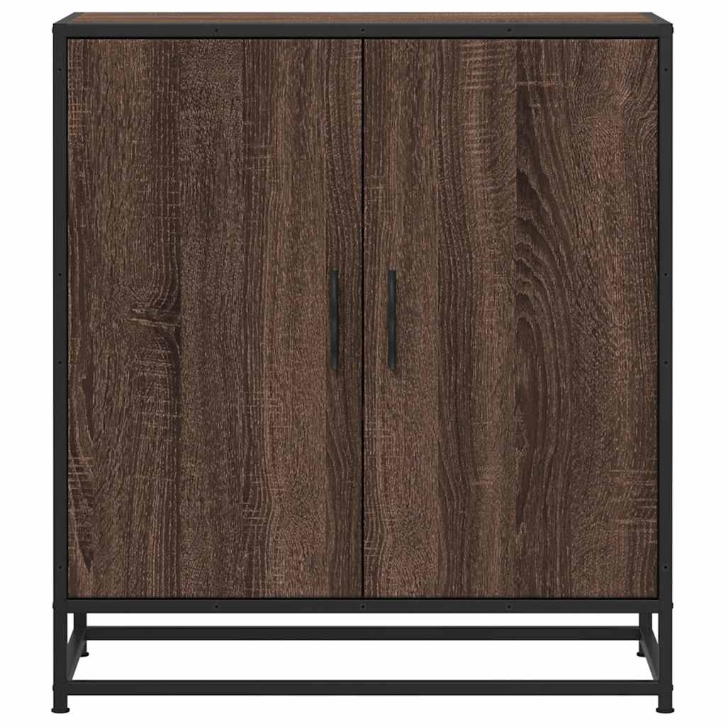 Dressoir 68x35x76 cm bewerkt hout en metaal bruin eikenkleur