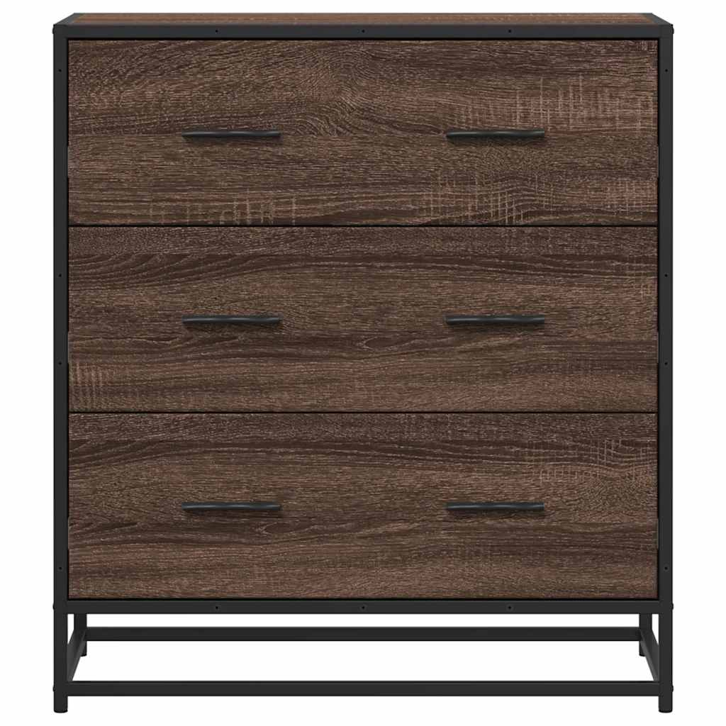 Dressoir 68x35x76 cm bewerkt hout en metaal bruin eikenkleur