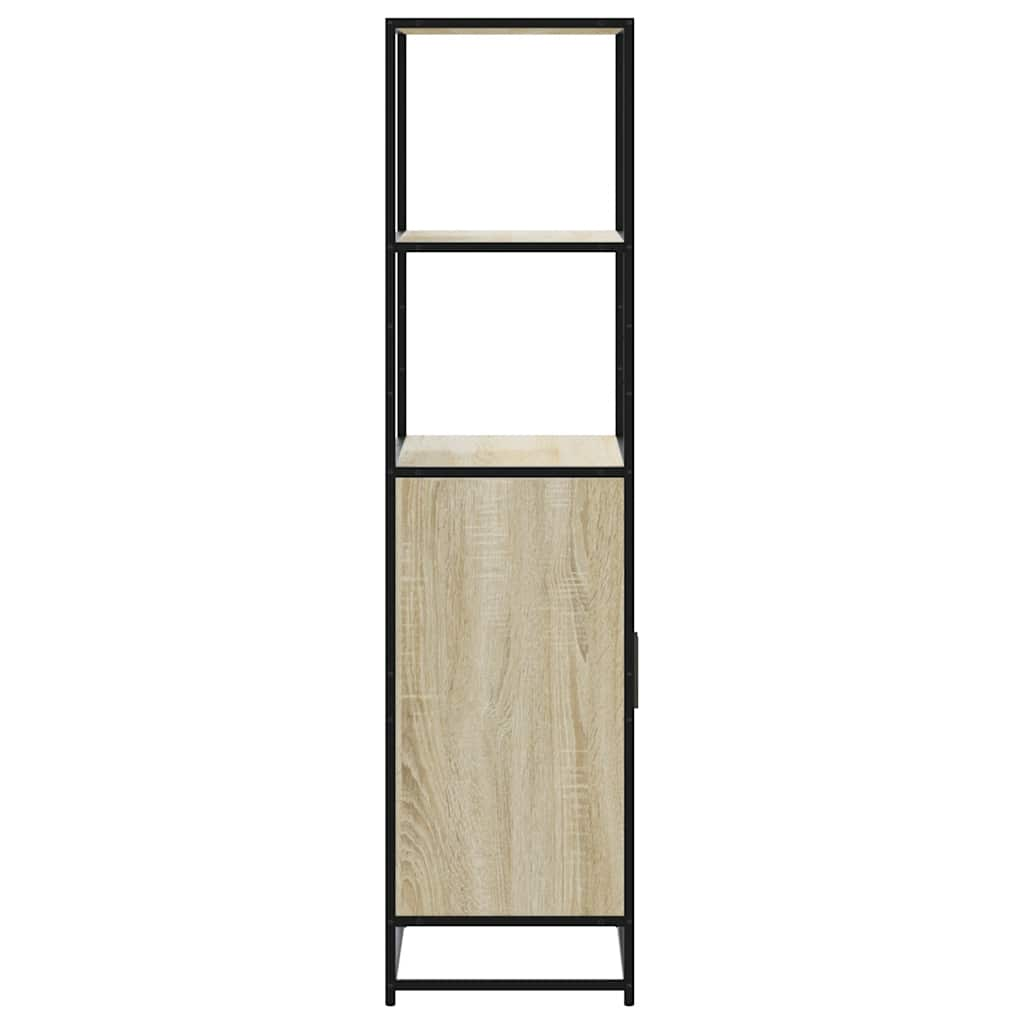 Hoge kast 68x35x139 cm bewerkt hout en metaal zwart