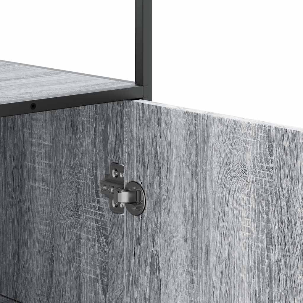 Hoge kast 68x35x139cm bewerkt hout en metaal grijs sonoma eiken