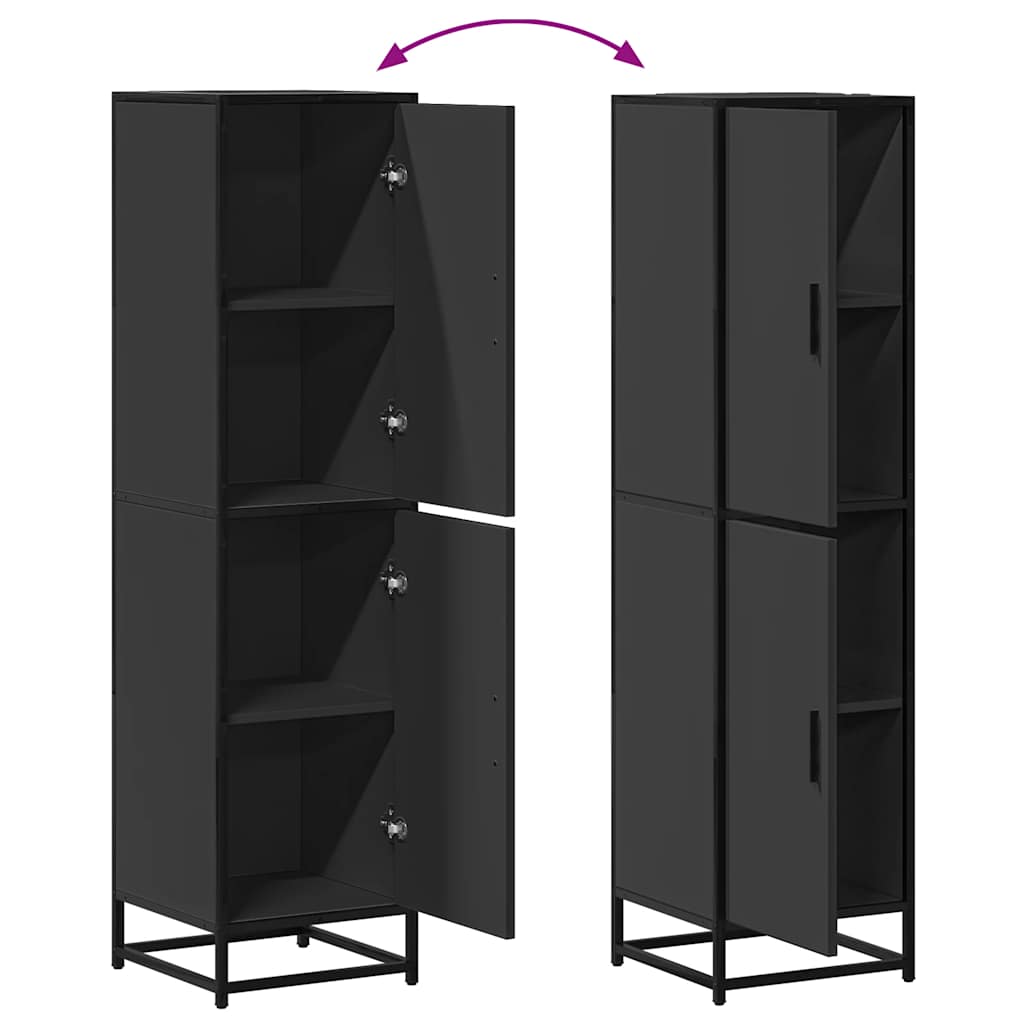 Hoge kast 35,5x35x139 cm bewerkt hout en metaal zwart