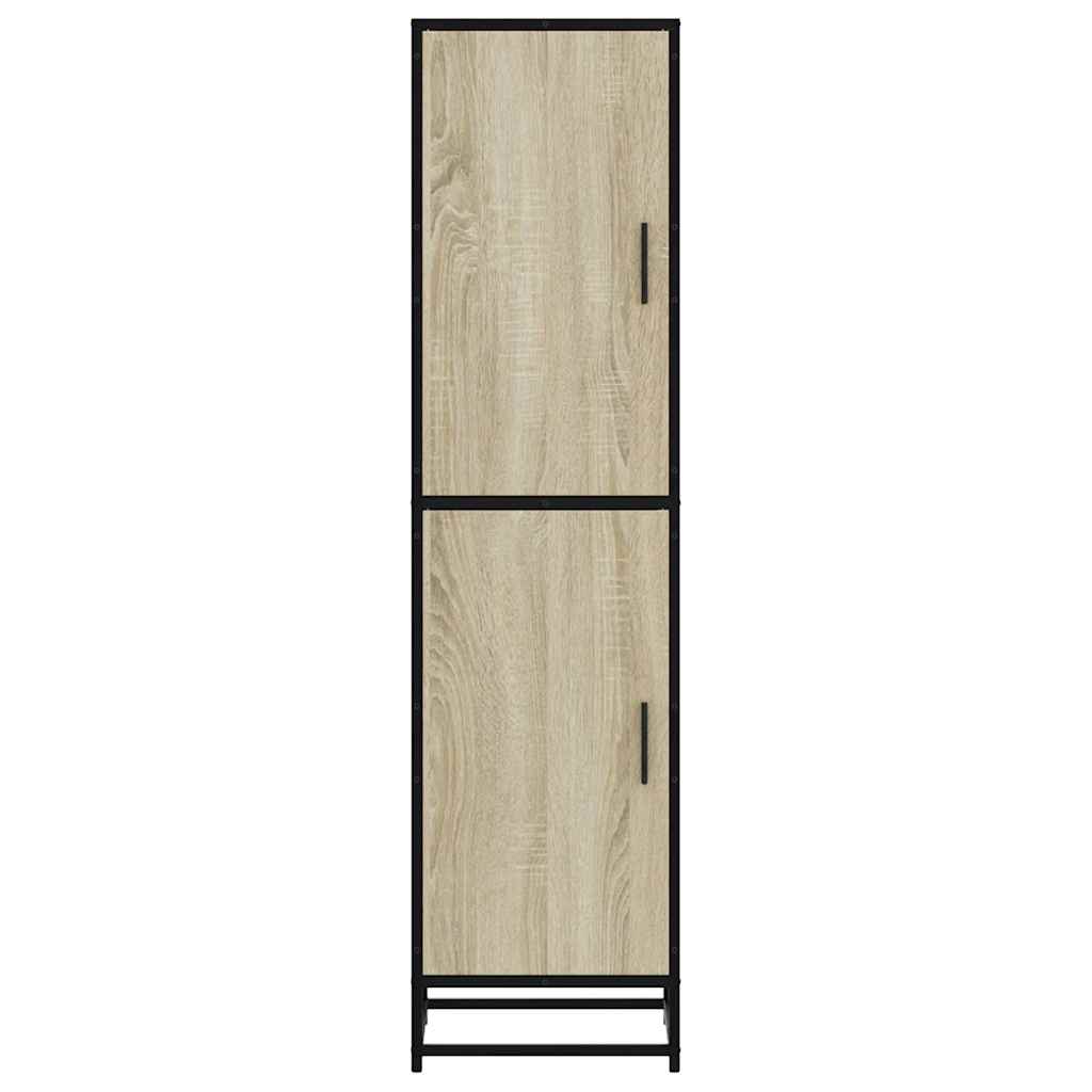 Hoge kast 35,5x35x139 cm bewerkt hout en metaal sonoma eiken