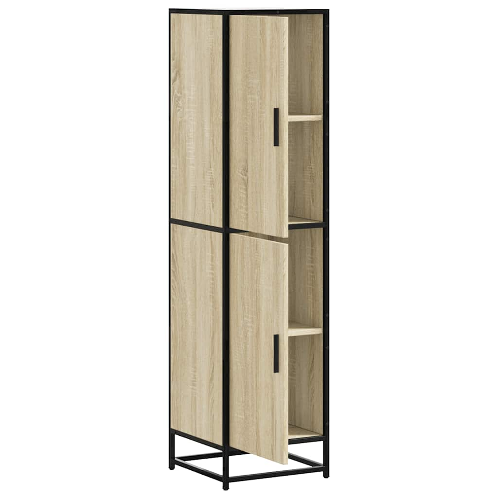 Hoge kast 35,5x35x139 cm bewerkt hout en metaal sonoma eiken