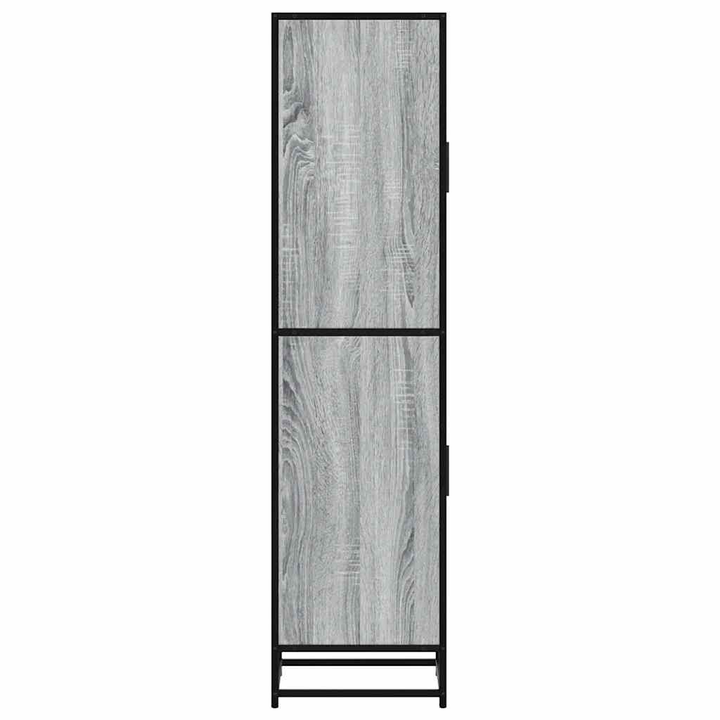 Hoge kast 35,5x35x139 cm bewerkt hout en metaal grijs sonoma