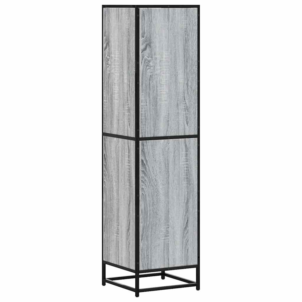 Hoge kast 35,5x35x139 cm bewerkt hout en metaal grijs sonoma