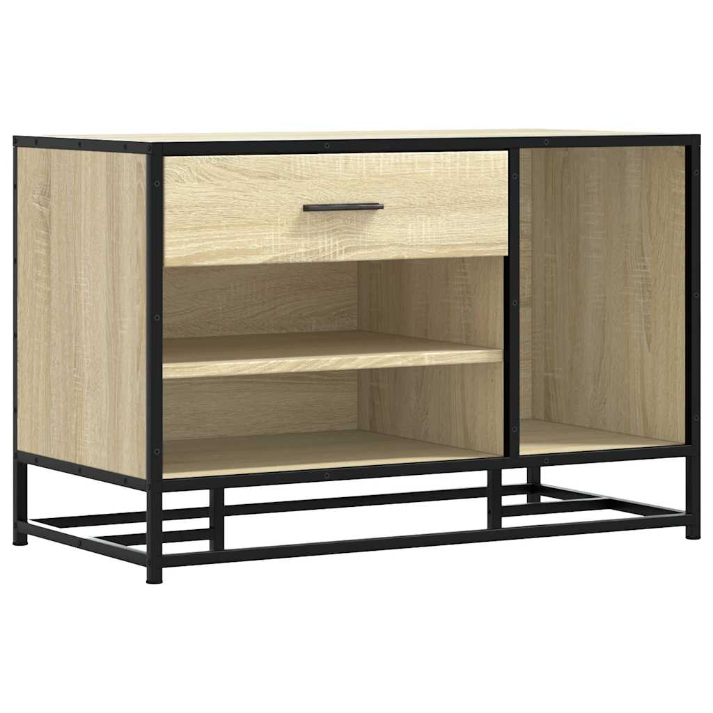 Schoenenbank 80x40x53,5 cm bewerkt hout en metaal sonoma eiken