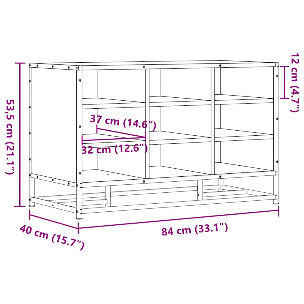 Schoenenbank 84x40x53,5 cm bewerkt hout en metaal sonoma eiken