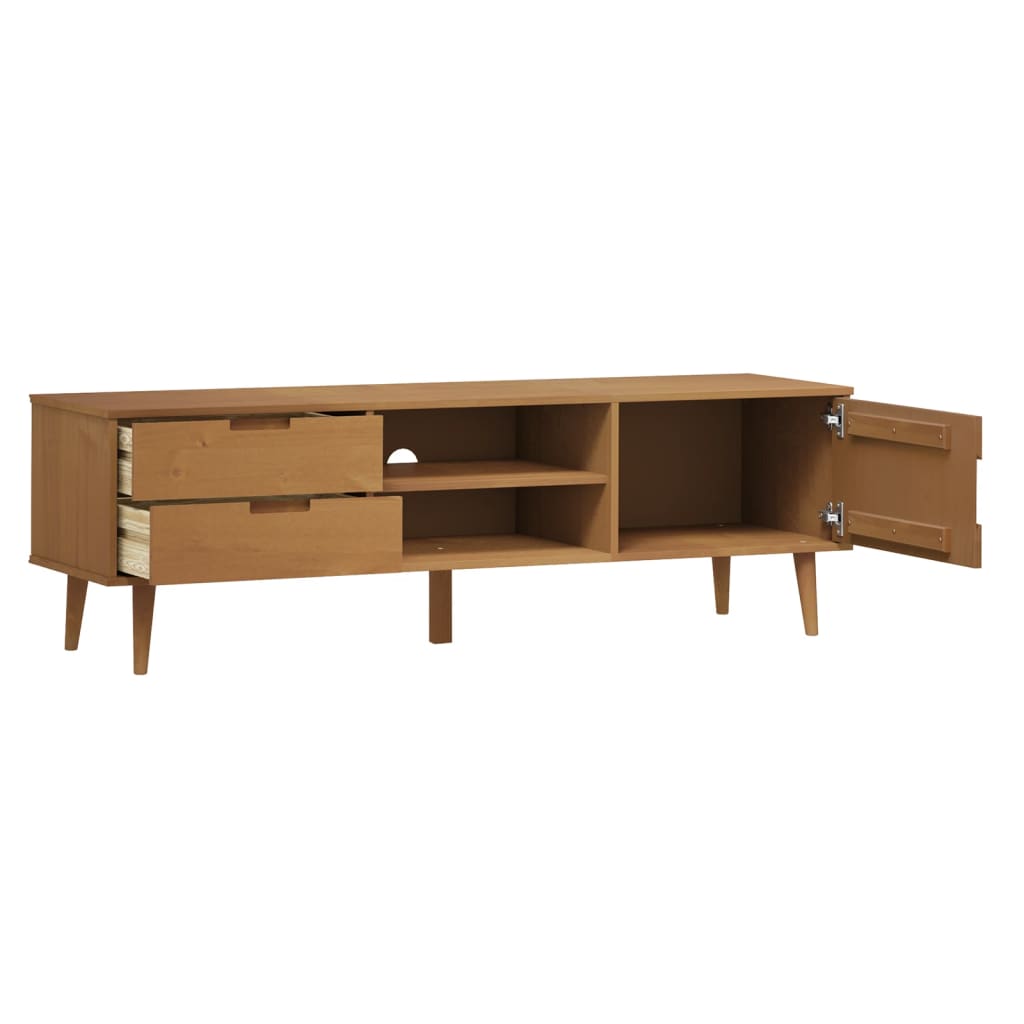 Tv-meubel MOLDE 158x40x49 cm massief grenenhout bruin