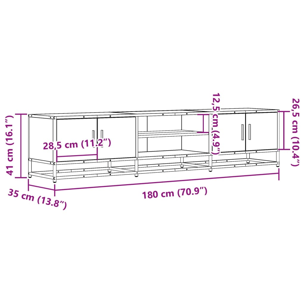 Tv-meubel 180x35x41 cm bewerkt hout sonoma eikenkleurig