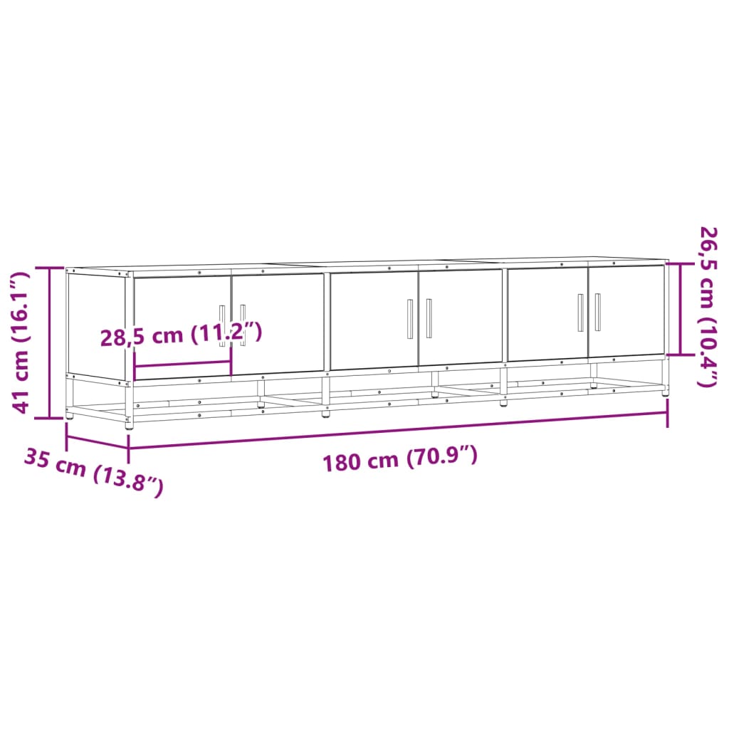 Tv-meubel 180x35x41 cm bewerkt hout sonoma eikenkleurig