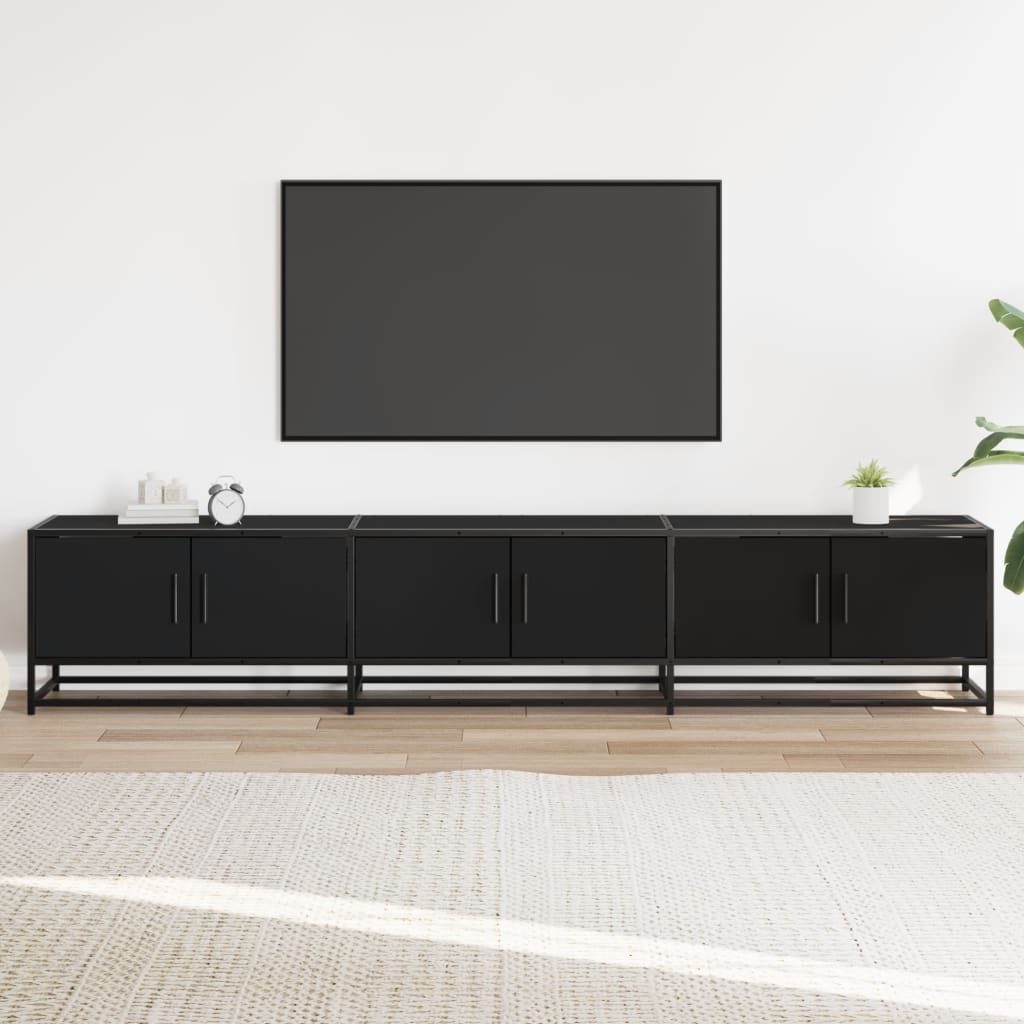 Tv-meubel 210x35x41 cm bewerkt hout zwart