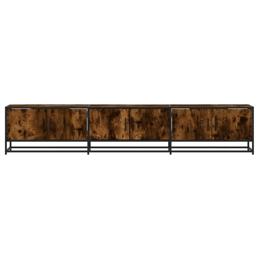 Tv-meubel 210x35x41 cm bewerkt hout gerookt eikenkleurig