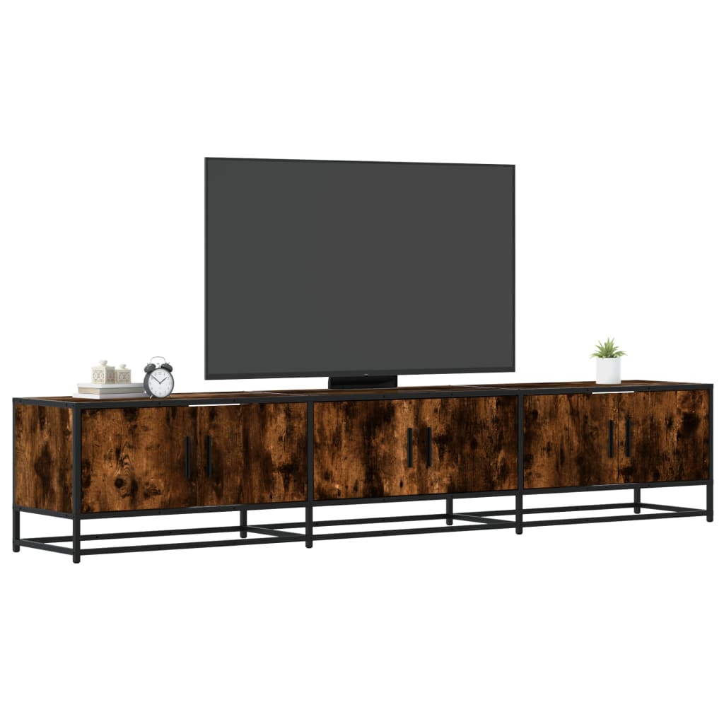 Tv-meubel 210x35x41 cm bewerkt hout gerookt eikenkleurig