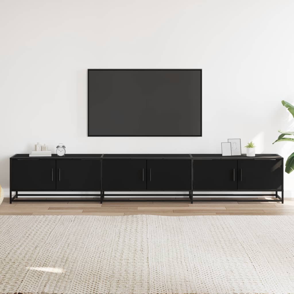 Tv-meubel 240x35x41 cm bewerkt hout zwart