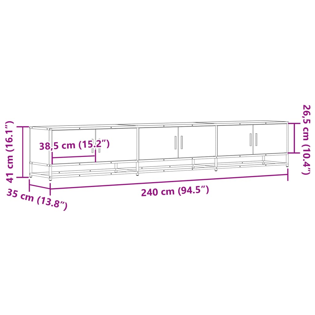 Tv-meubel 240x35x41 cm bewerkt hout zwart