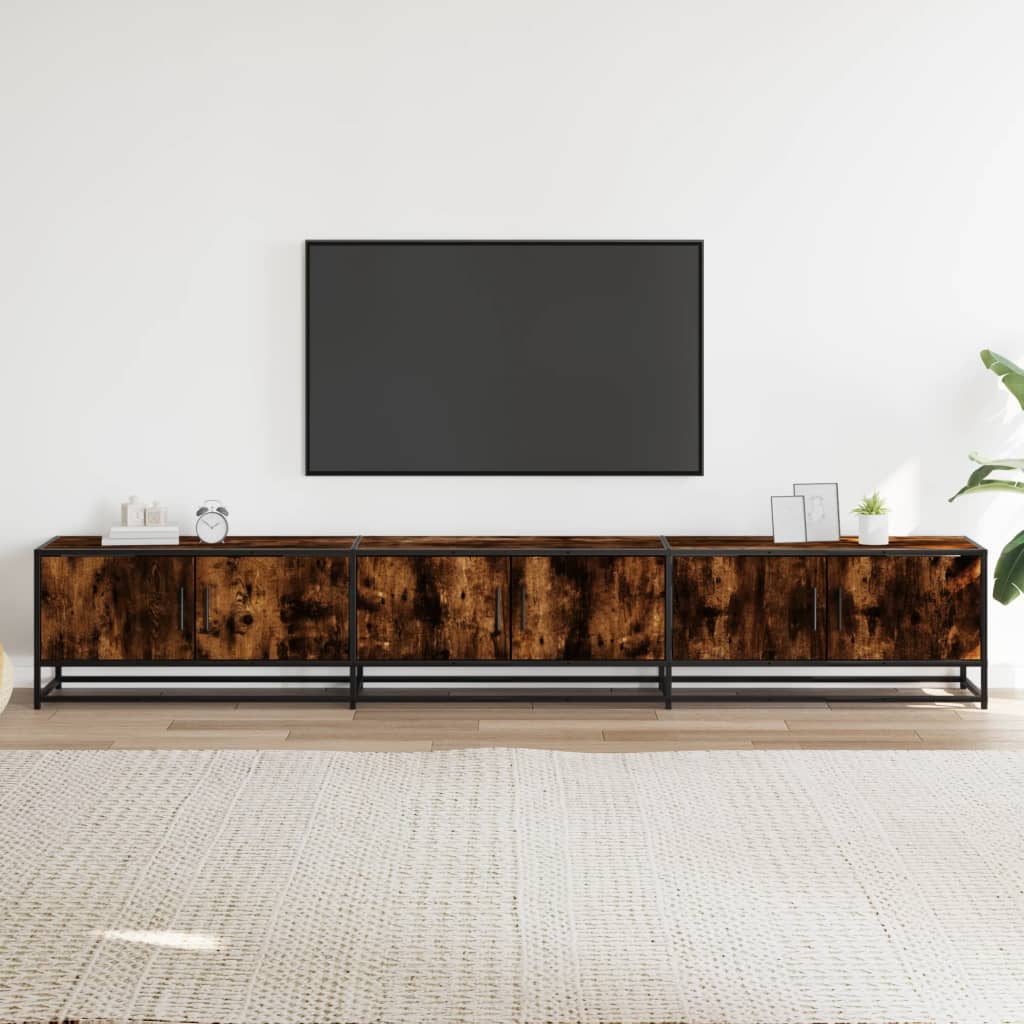 Tv-meubel 240x35x41 cm bewerkt hout gerookt eikenkleurig